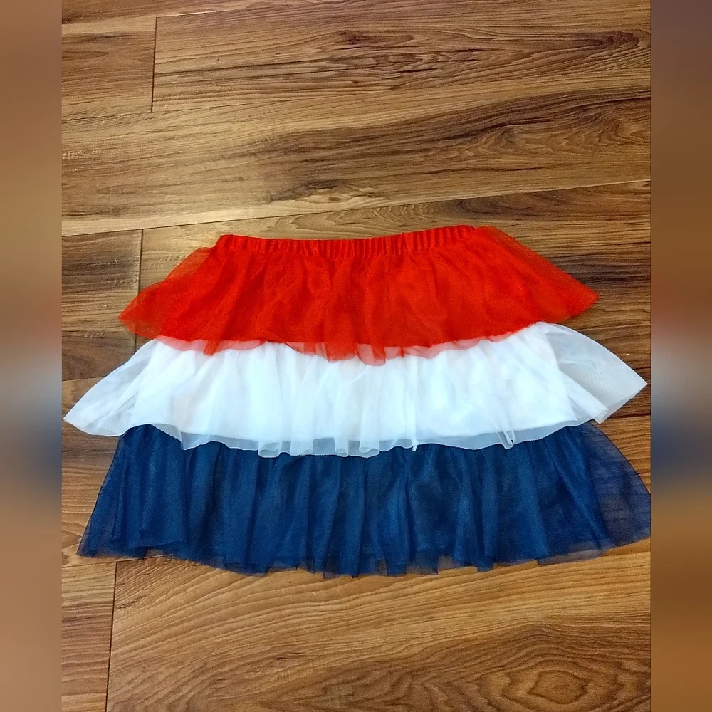 Way to Celebrate Patriotic Girl red white and blue tutu skirt XXL (18) - Picture 3 of 9